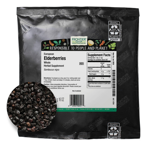 Frontier Co-op Organic whole elderberries 453g