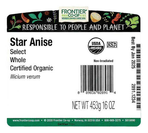 Frontier Co-op organic Star Anise 453g