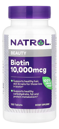 Natrol Biotina Beauty 10000mcg 100tabS