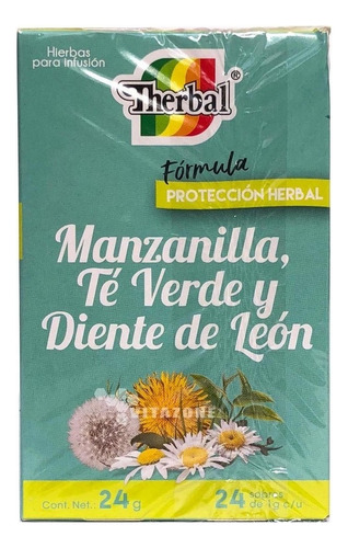 Therbal Te Manzanilla Te Verde Y Diente De Leon 24sobres