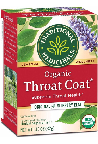 Traditional Medicinals Throat Coat Original w Slippery Elm 16bags