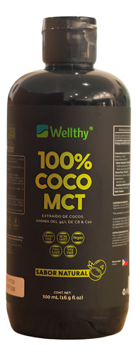Wellthy 100% Aceite Coco MCT Natural 500ml
