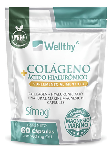 Wellthy Colageno + Acido Hialuronico + Magnesio Marino 60caps