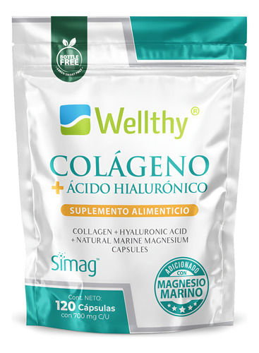 Wellthy Colageno + Acido Hialuronico + Magnesio Marino120caps