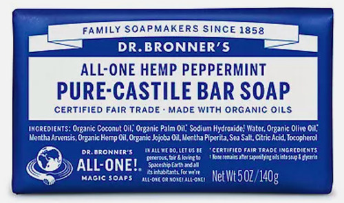 Dr. Bronners Soap bar peppermint castile 140g