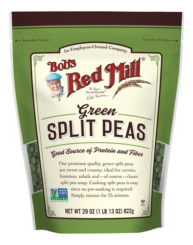 [BRMGSPEA822] Bobs Red Mill Green split peas 822g