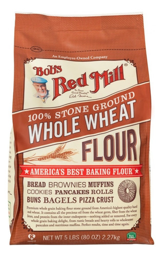 [BRM-12-WWFLO-2270] Bobs Red Mill Whole wheat flour 2.27kg