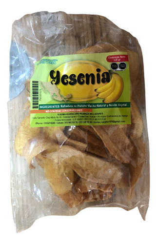 Yesenia Platano Macho Natural Frito En Tiras 125g 