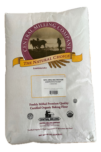 Central Milling Organic Medium white rye 22.68kgs