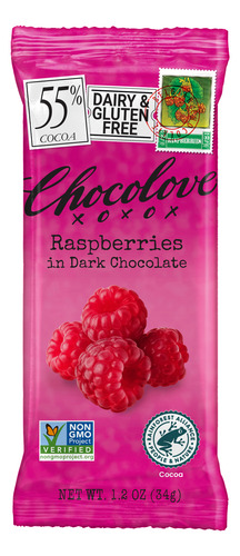 [CHOCORASPDC34] Chocolove Raspberries in dark chocolate 34g