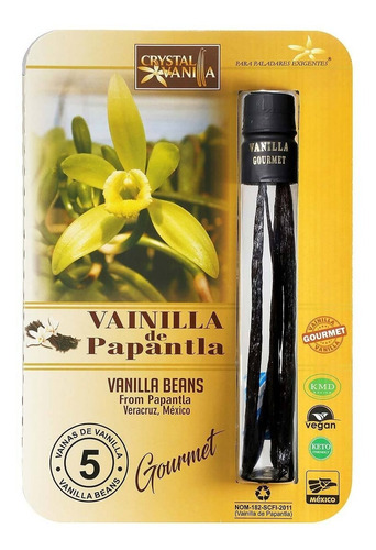 [PTLA-09-VVP-5PZ] Crystal Vainas De Vainilla Gourmet De Papantla 5pzs