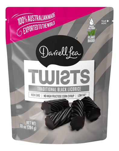 [DARLBTTWL284] Darrell Lea Black traditional twisted licorice 284g