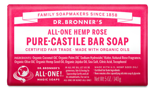 [DRBSBR140] Dr Bronner Soap bar Rose 140g