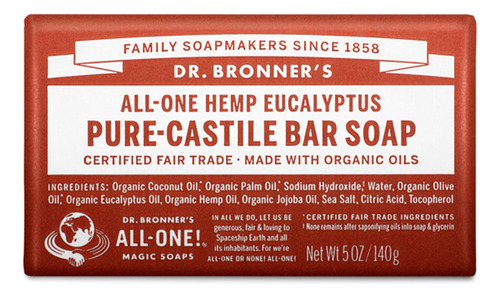 Dr. Bronners all one hemp eucalyptus Castile bar soap 140g