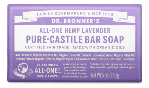 Dr. Bronners all one hemp lavender bar soap 140g