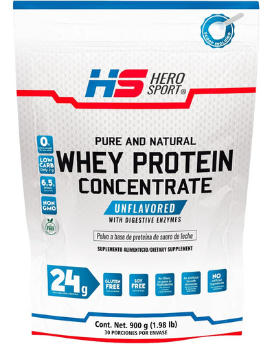 [HSPWPRPN900] Hero Sport Whey Protein Concentrate Sin Sabor 900g
