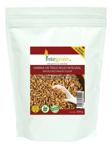 [INTE-12-HTRO-830] Integrain Harina De Trigo Rojo integral 830g