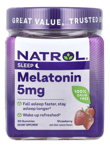 [NAT-21-MSL5G-90] Natrol Melatonin 5mg strawberry 90gummies