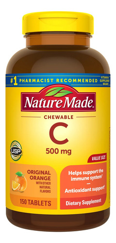 Nature Made Vitamin C chewable orange 500mg 150tabs