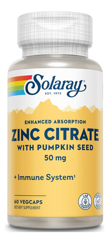 [SOLAZINCCIT60] Solaray Zinc Citrate 60caps