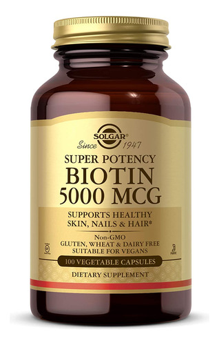 [SOLGBIOT5000MG100] Solgar Biotin 5000mcg 100caps