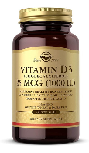 Solgar Vitamin D3 25mcg 1000iu 250caps