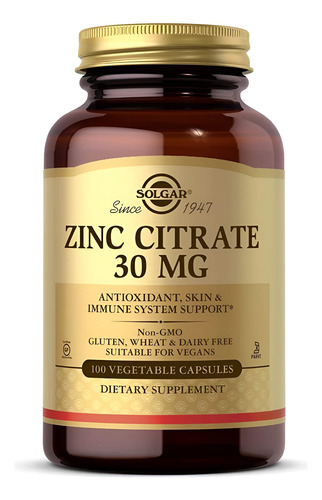 [SGAR-21-ZINC-100C] Solgar Zinc Citrate 30mg 100caps