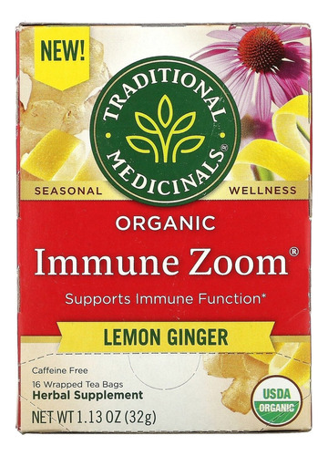 [TRAME-22-IZLG-16] Traditional Medicinals Immune Zoom Lemon Ginger 16bags
