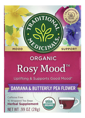 Traditional Medicinals Rosy mood Damiana & Butterfly Pea 16s