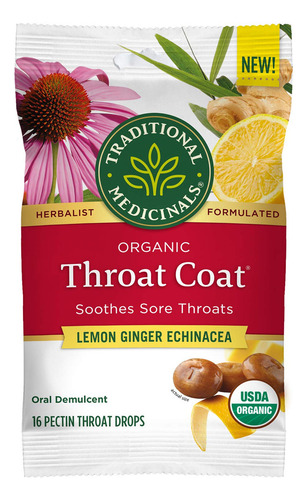 [TRME07THCO16P] Traditional Medicinals Throat Coat Drops 16drops