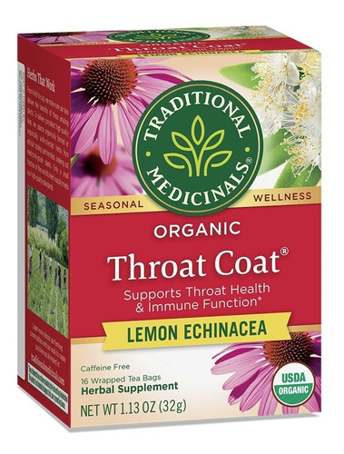 [TRAME-22-TCLE-16S] Traditional Medicinals Throat Coat Lemon Echinacea 16bags
