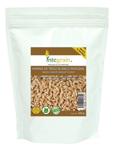 [INTE-12-HTBI-830-F] Integrain Harina de Trigo Blanco Integral 830g