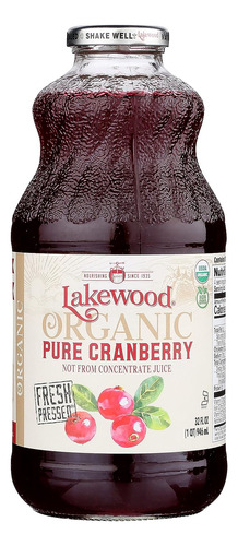 [LKWOCRANB946] Lakewood Organic Cranberry juice pure 946ml