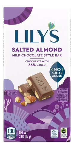 [LILY-06-SALM40-85] Lilys Chocolate Salted almonds 40% 85g