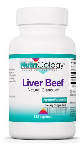 [NUCOLIVB125] Nutricology Liver Beef Natural Glandular 125vegcaps