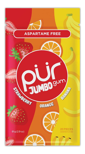 [PURGJSB20] Pur Gum Jumbo strawberry banana 20p
