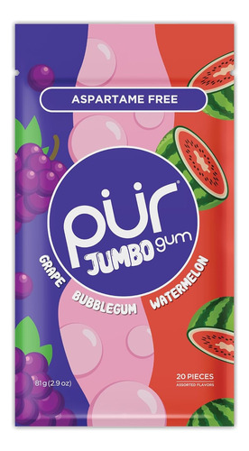 [PURGJGW20] Pur Gum jumbo grape watermelon 20p
