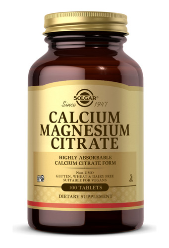 [SGARCALMAGCIT100] Solgar Calcium Magnesium Citrate 100tabs