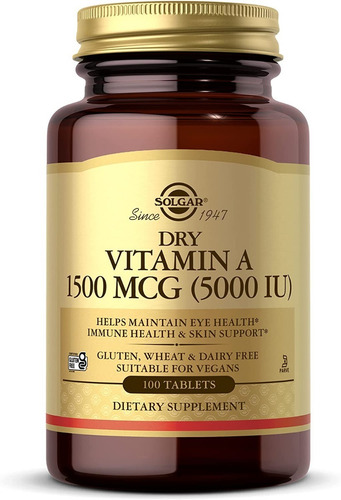 [SGAR-21-VITA-100T] Solgar Dry Vitamin A  1500mcg 5000iu 100tabs