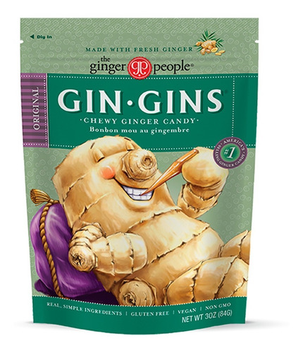 [GING-07-GMCH-84] The Ginger People Chewy ginger Gin Gins 84g