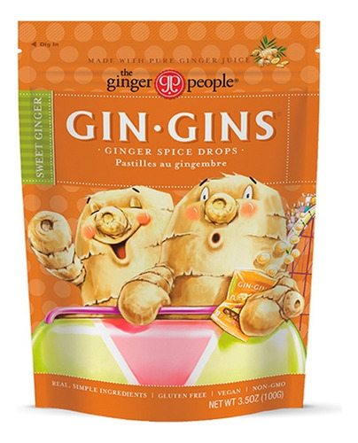 [GING-07-GEN-100] The Ginger People Ginger gummies Gin Gins 100g