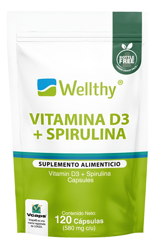 [WEL21D3SP120C] Wellthy Vitamina D3 + Espirulina 120caps