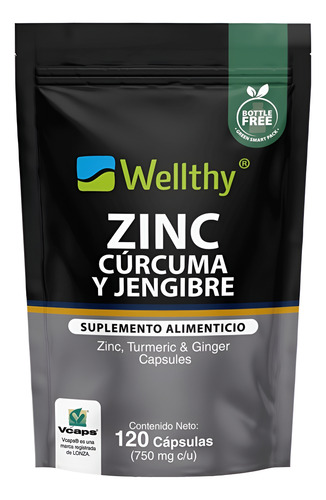 [WEL-21-ZCJE-120C] Wellthy Zinc Curcuma Jengibre 120caps