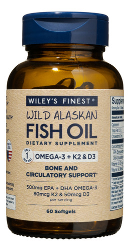 [WIFIVITK260] Wileys Finest Wild Alaskan Fish oil Omega-3 K2 D3 60softg
