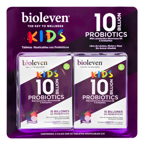 [BIOKIDS-P10-40T] Bioleven Kids Probióticos 10 Billones 40tabletas Masticables
