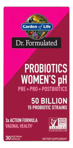 [GOLFPW50B] Garden of Life Dr Formulated Probiotics Womens pH Pre + Pro + Postbiotics 50 billion 30veg