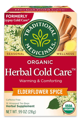 [TRAME-22-GCOL-16S] Traditional Medicinals Herbal Cold Care Elderflower Spice 16bags